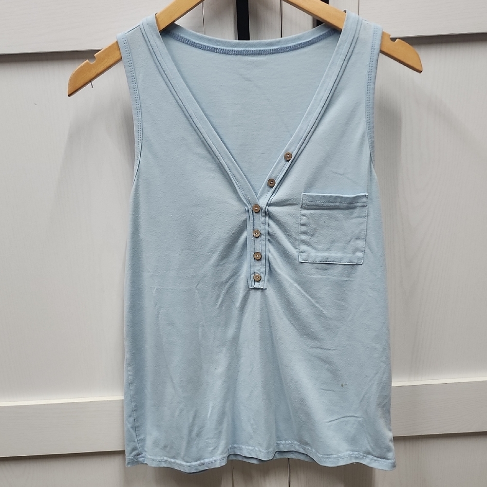 Sky Blue Buttoned Tank Top
